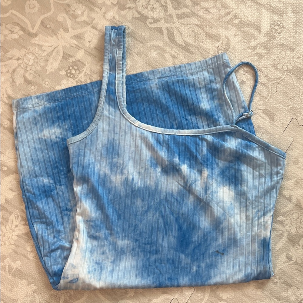 Blue Tie-Dye Ribbed dress